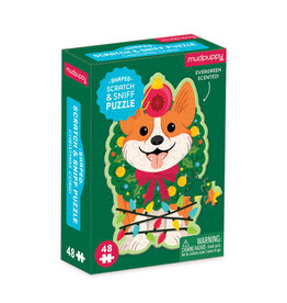 Mudpuppy Christmas Corgi Scratch and Sniff Shaped Mini Puzzle 48pc CLEARANCE FINAL SALE