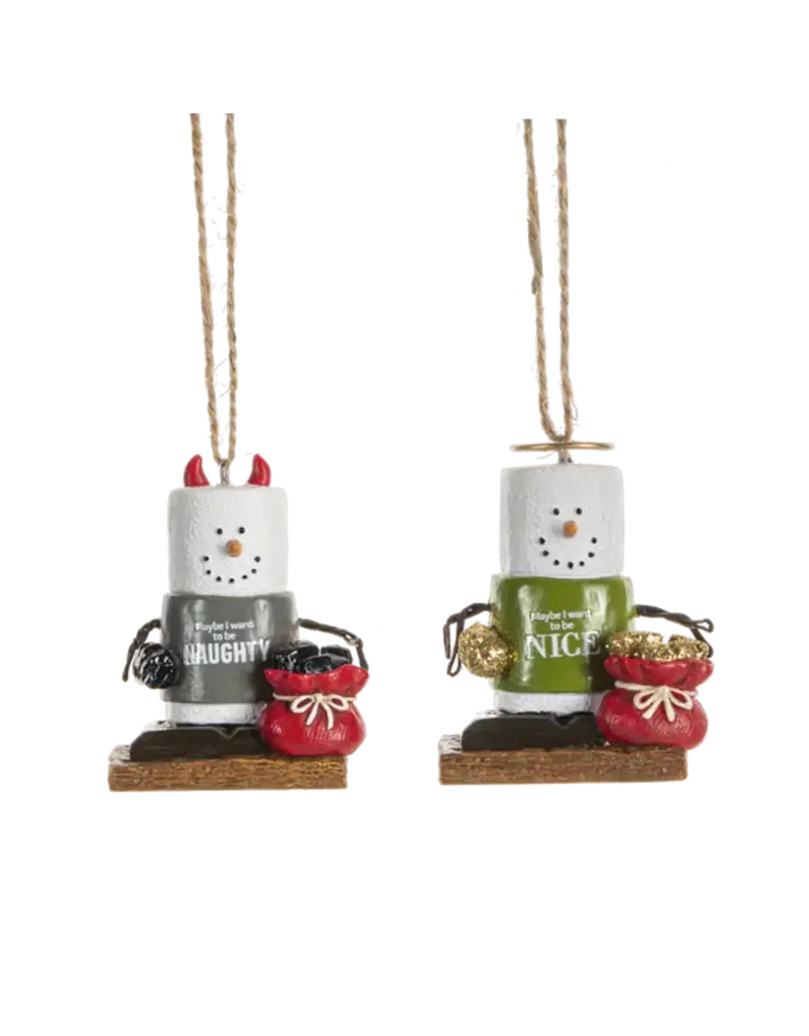 Ganz S'mores Naughty Nice Ornament Assorted