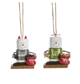 Ganz S'mores Naughty Nice Ornament Assorted