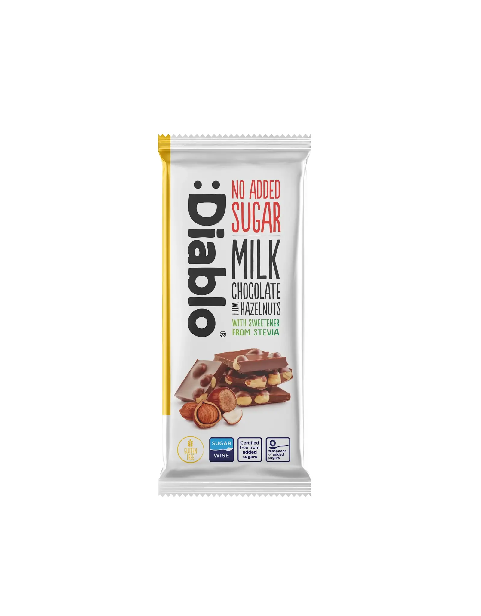 Diablo Diablo Stevia Chocolate Bar - Milk Chocolate Hazelnut 75g (British)