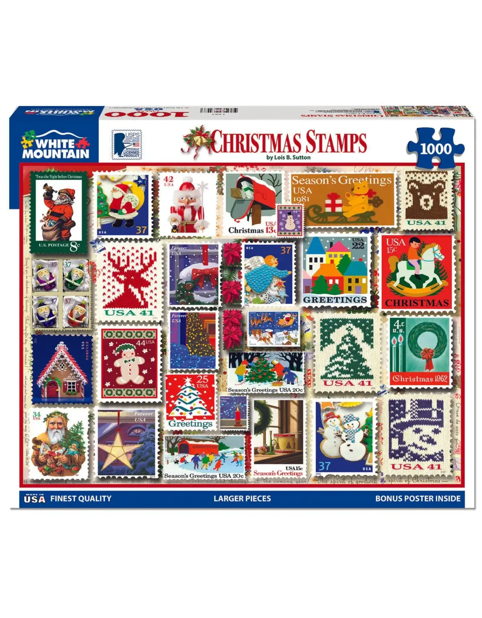 White Mountain Puzzles Christmas Stamps 1000pc