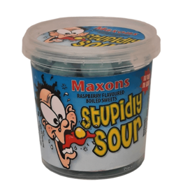Maxon’s Stupidly Sour Raspberry Sweets Tub (British)