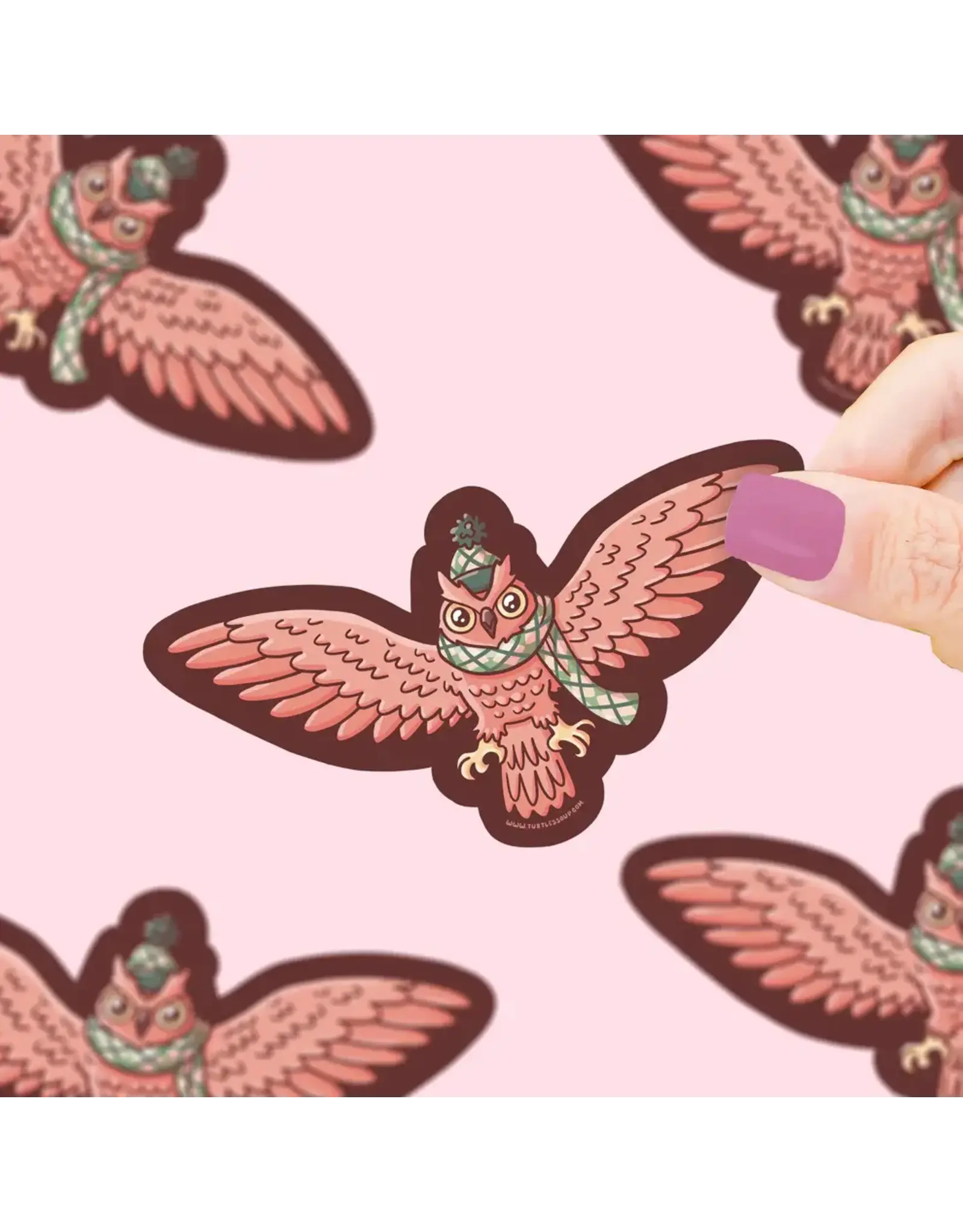 Turtle's Soup Winter Owl Christmas Vinyl Sticker