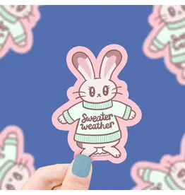 Turtle's Soup Sweater Weather Bunny Christmas Vinyl Sticker