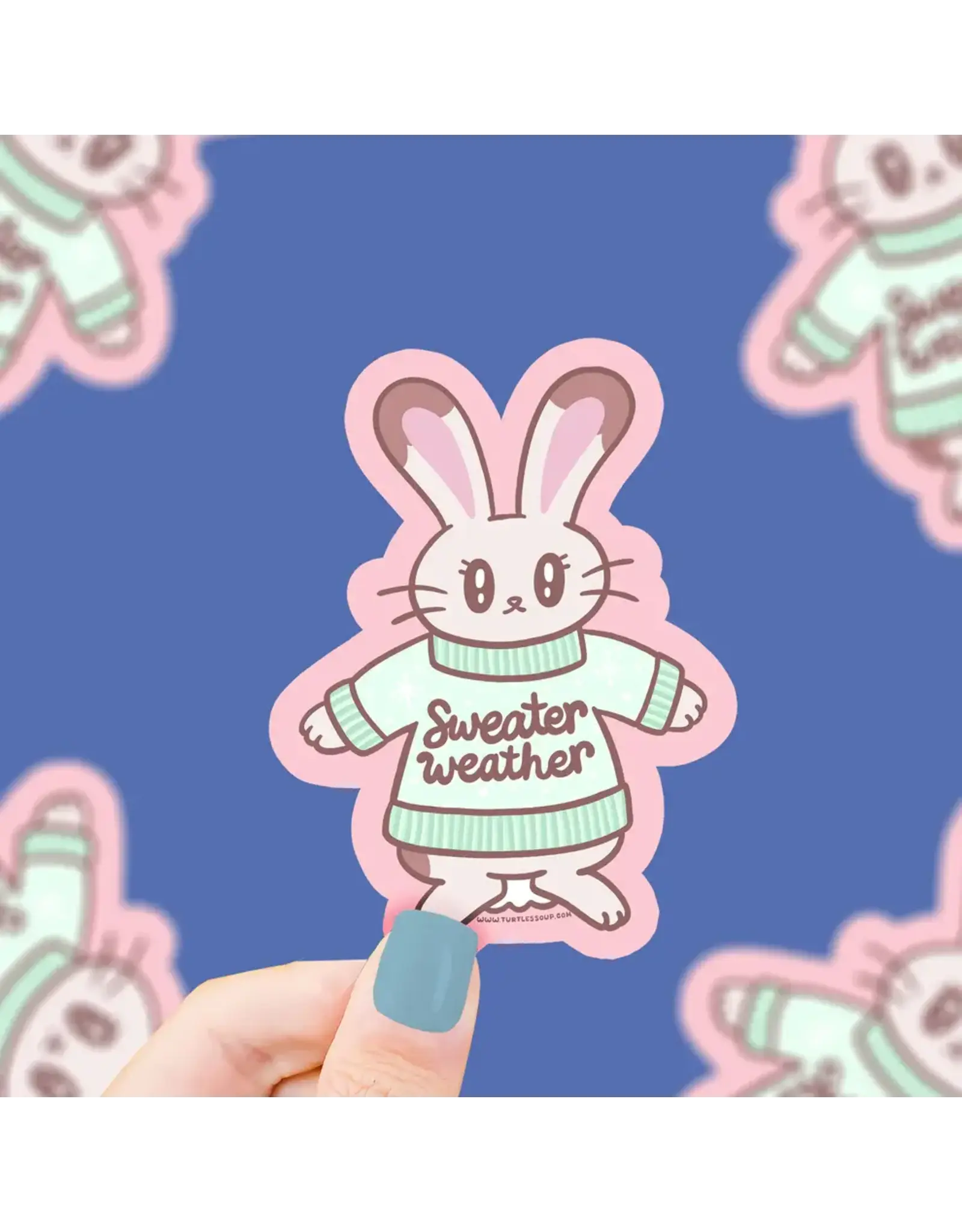 Turtle's Soup Sweater Weather Bunny Christmas Vinyl Sticker