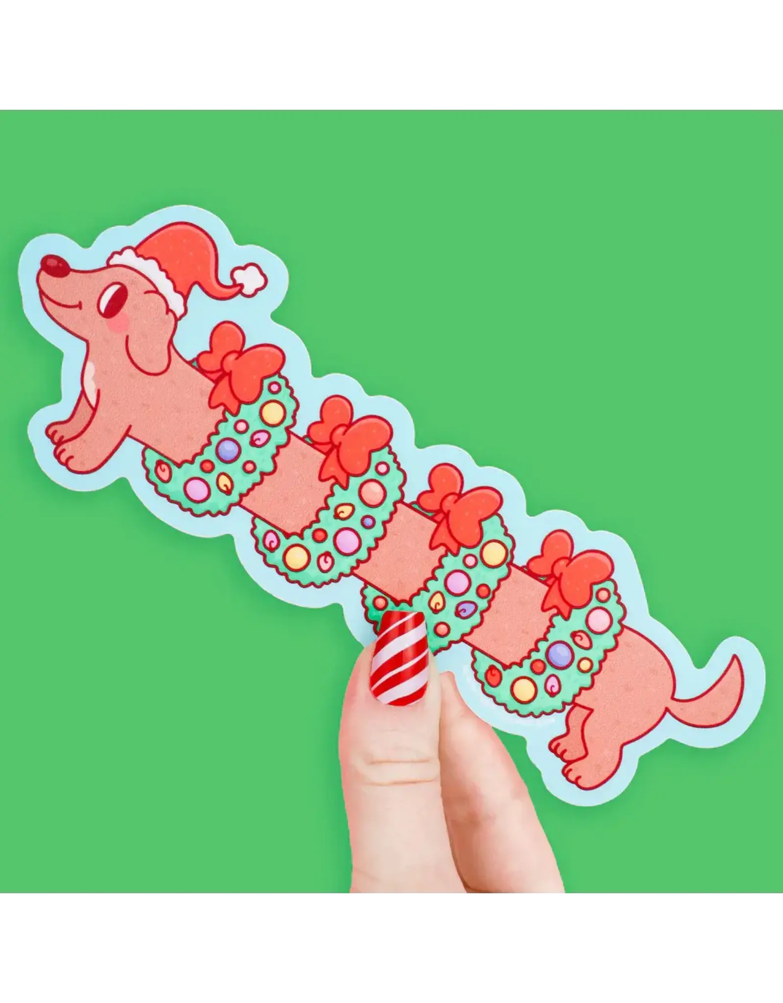 Turtle's Soup Holiday Weenie Dog Christmas Long Vinyl Sticker