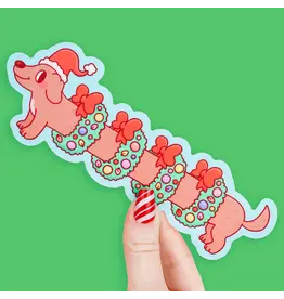 Turtle's Soup Holiday Weenie Dog Christmas Long Vinyl Sticker