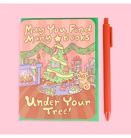 Turtle's Soup May You Find Many Books Under Your Tree Christmas Holiday Card