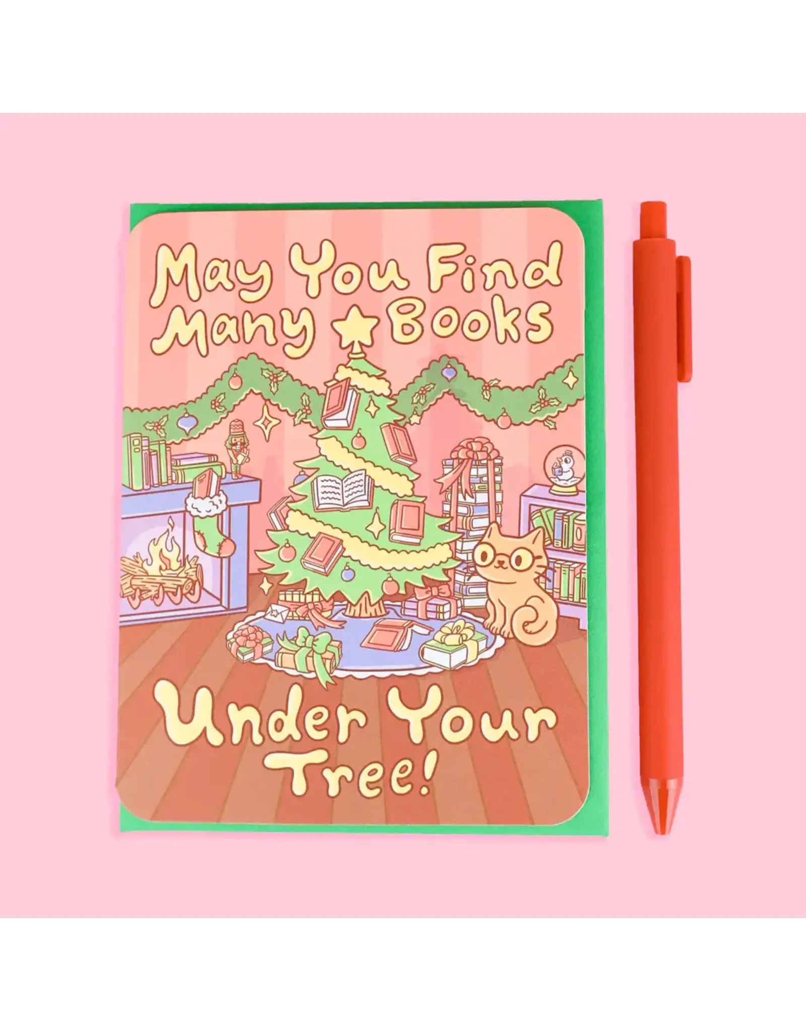 Turtle's Soup May You Find Many Books Under Your Tree Christmas Holiday Card