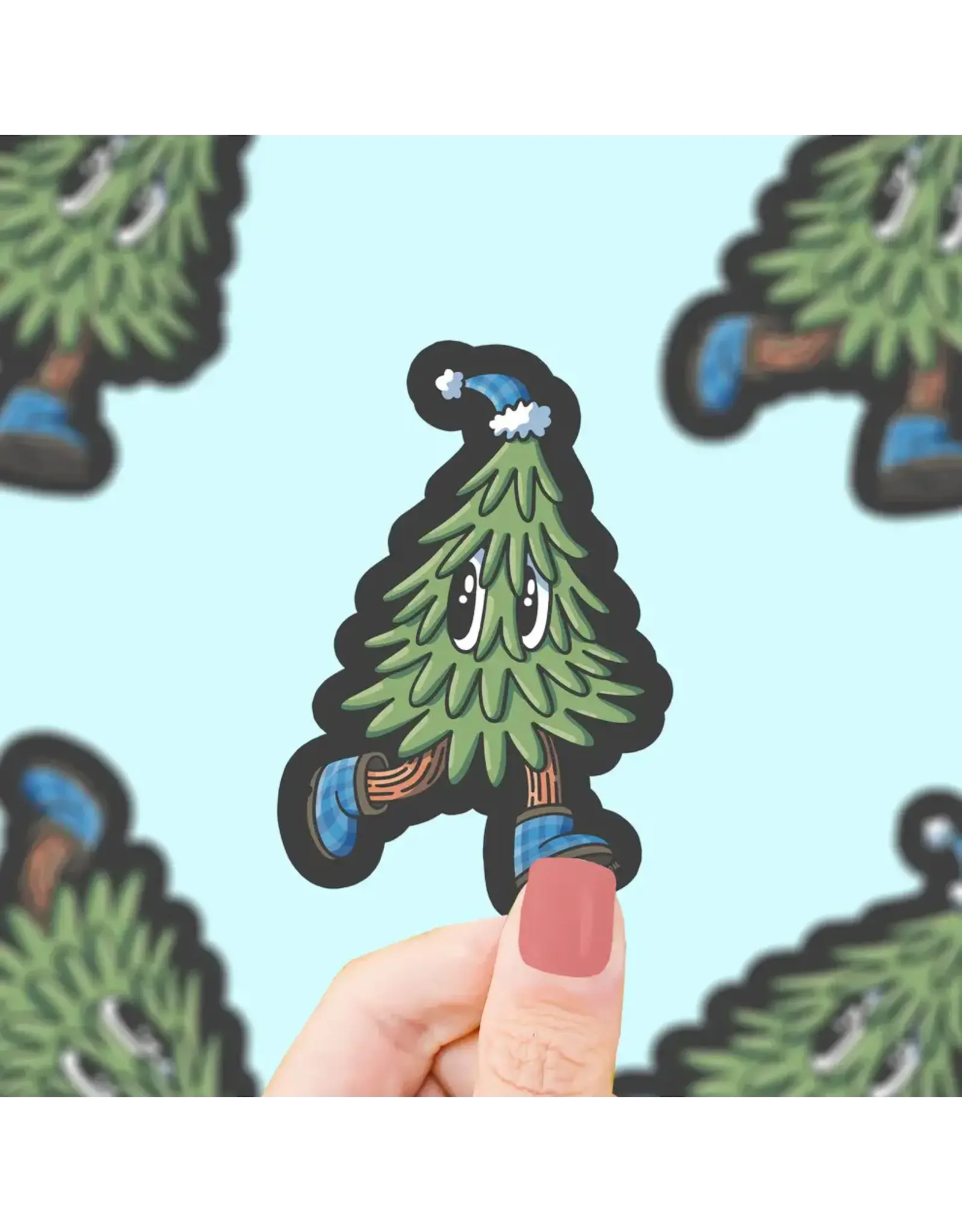 Turtle's Soup Running Tree Christmas Vinyl Sticker