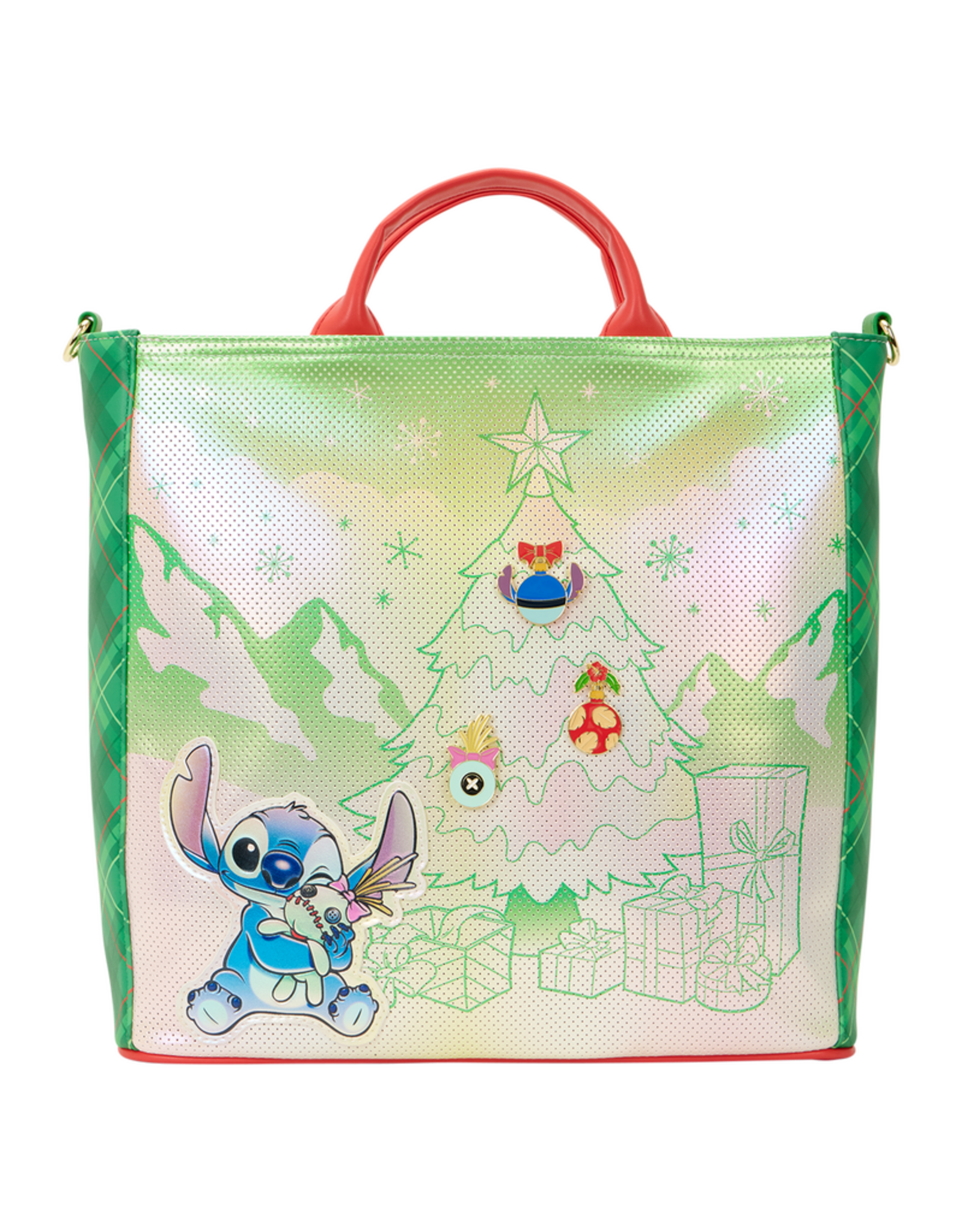Loungefly Lilo & Stitch Holiday Tote Pin Trader Crossbody Bag