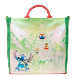 Loungefly Lilo & Stitch Holiday Tote Pin Trader Crossbody Bag