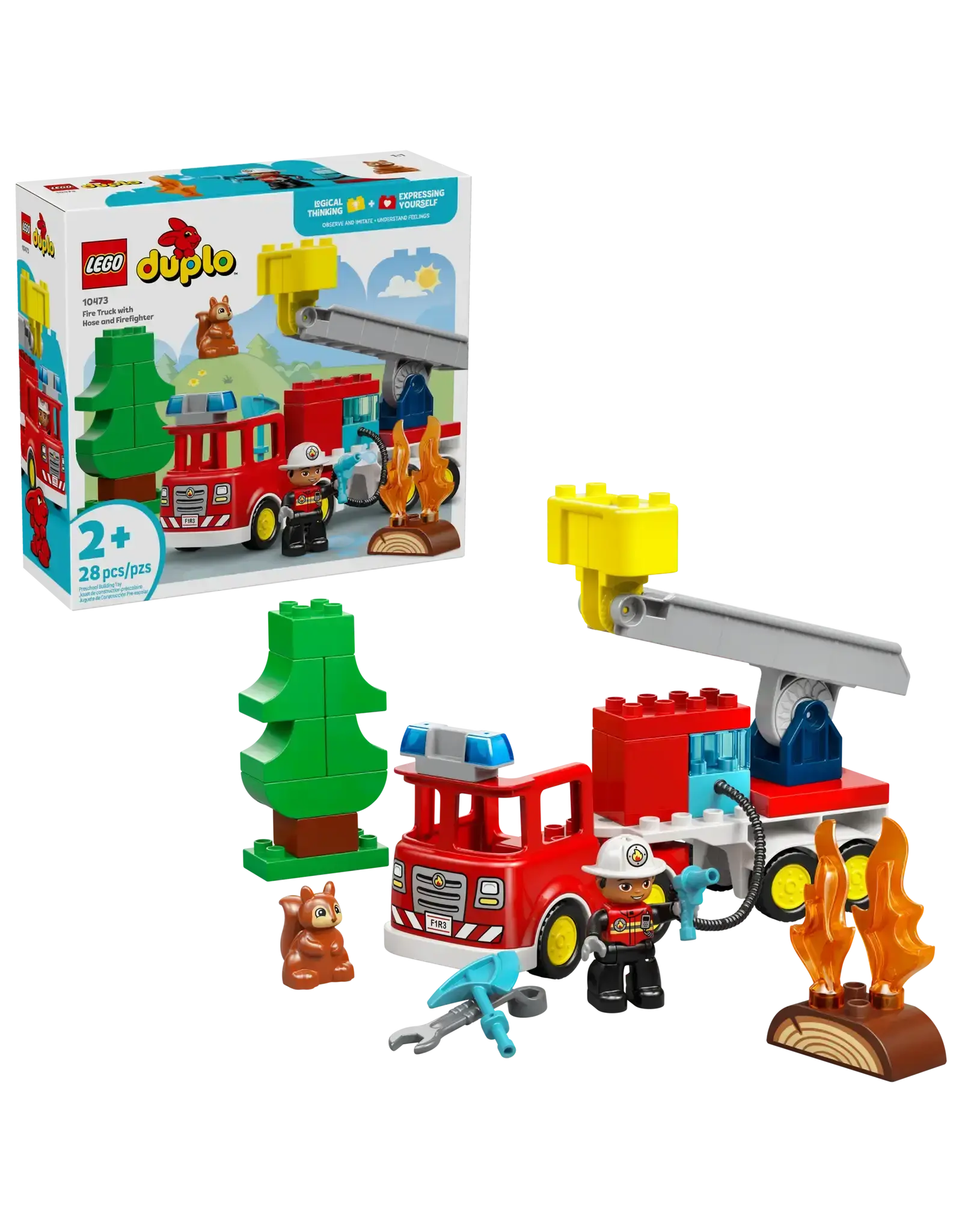 Lego Fire Truck with Hose and Firefighter