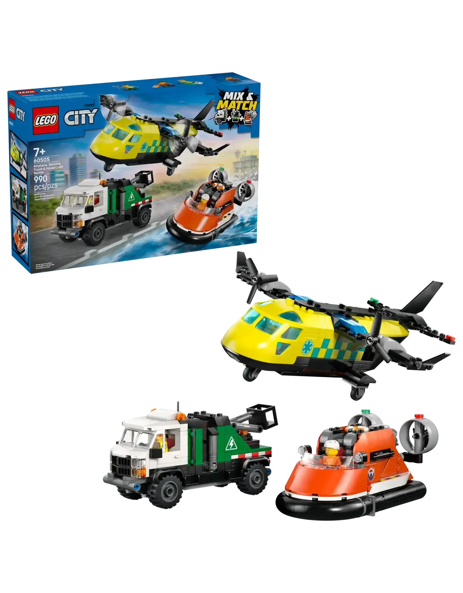 Lego Airplane, Service Truck & Hovercraft Remix