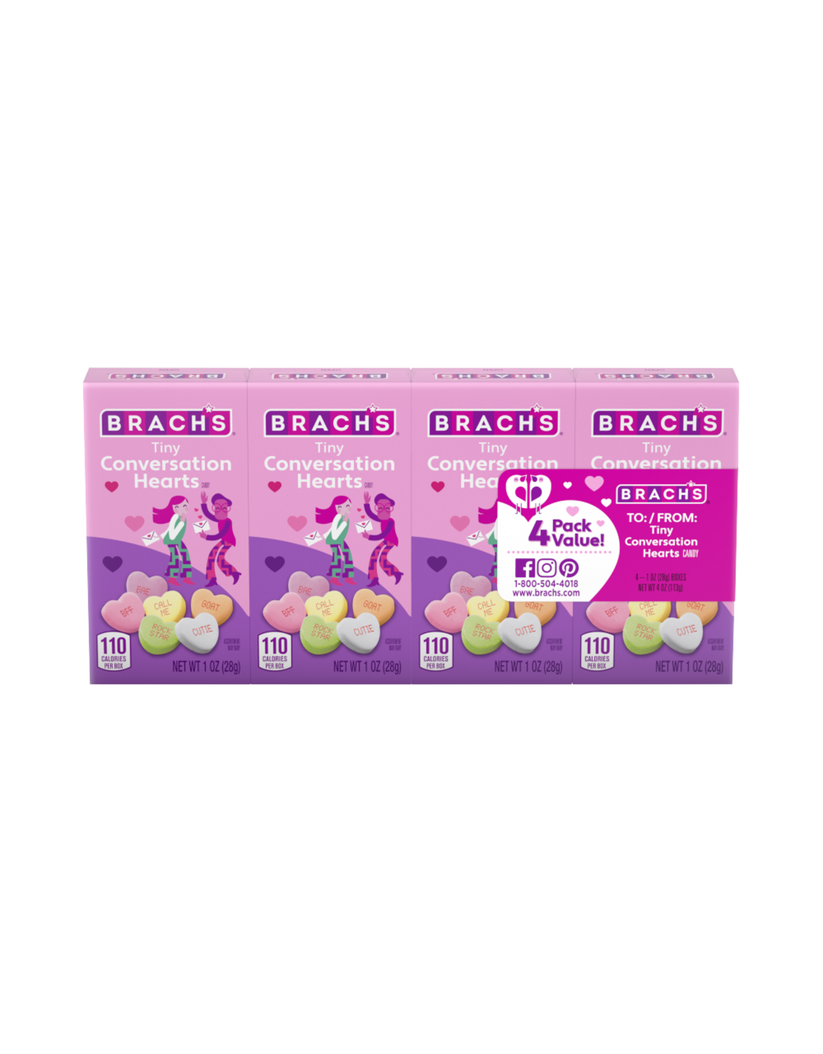 Ferrara Brach's Sweet Bright Conversation Hearts "To/From" Boxes 4pk
