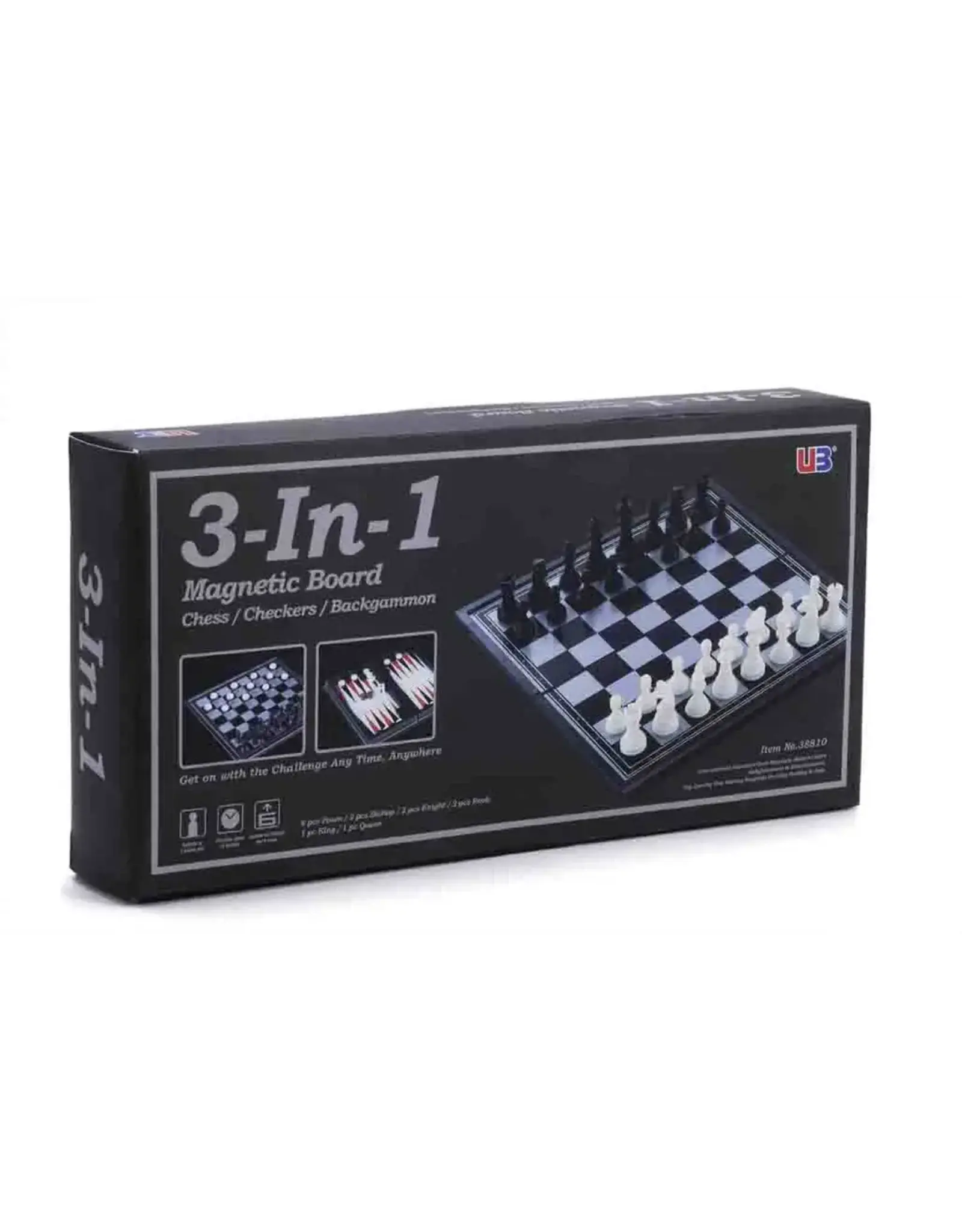 3-in-1 Magnetic Chess/Checkers/Backgammon Set