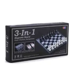 3-in-1 Magnetic Chess/Checkers/Backgammon Set
