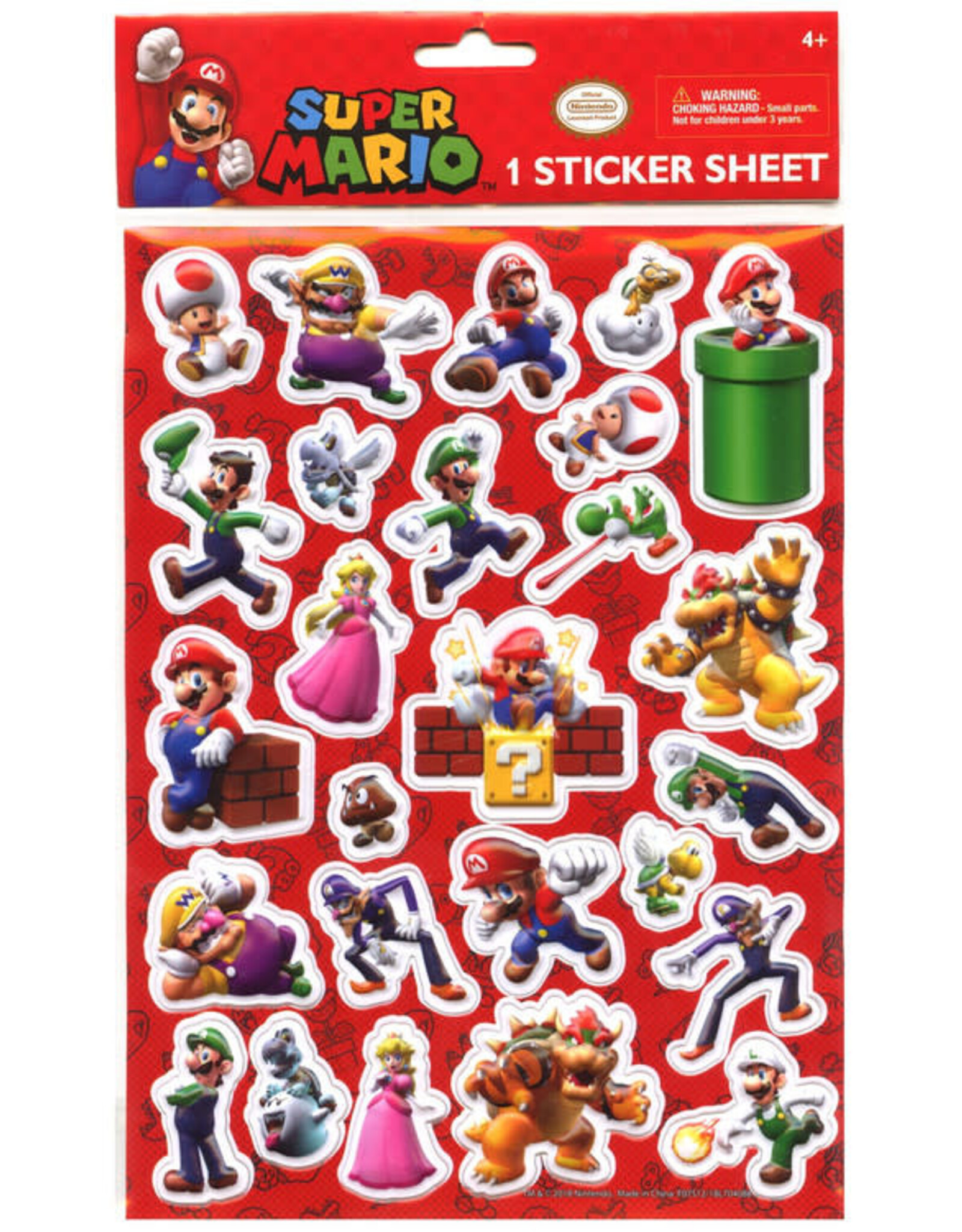 Super Mario Brother Raised Sticker Sheet