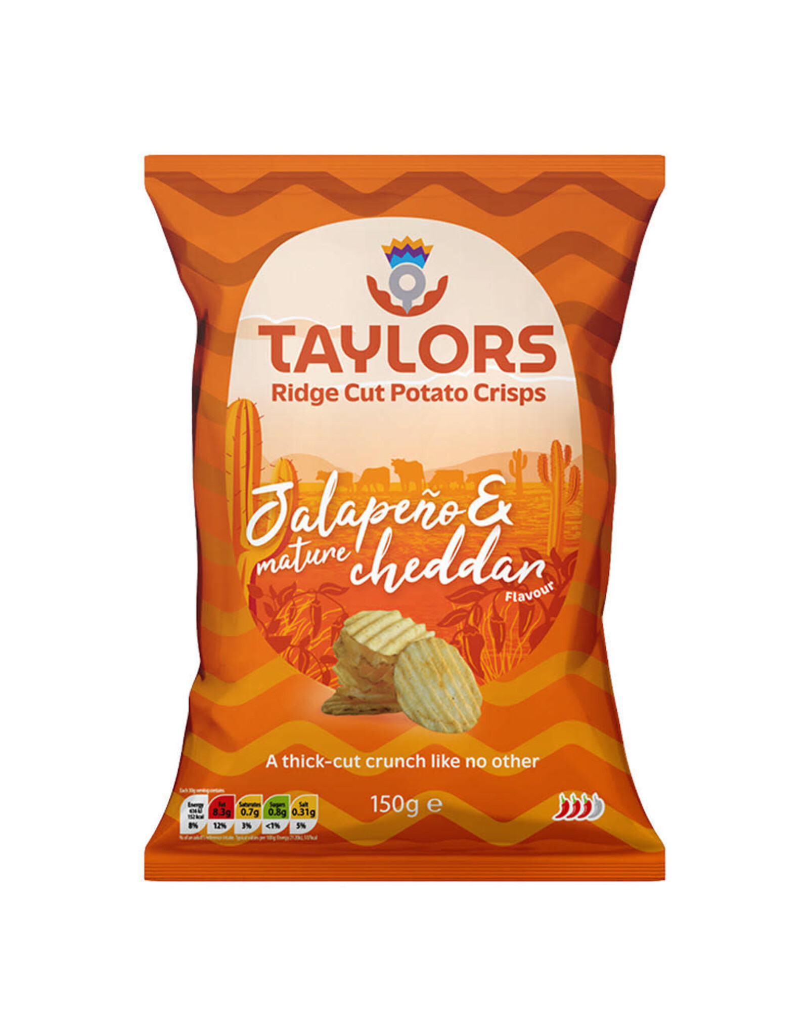 Taylors Crisps Jalapeno & Mature Cheddar Ridge Cut 150g (British)