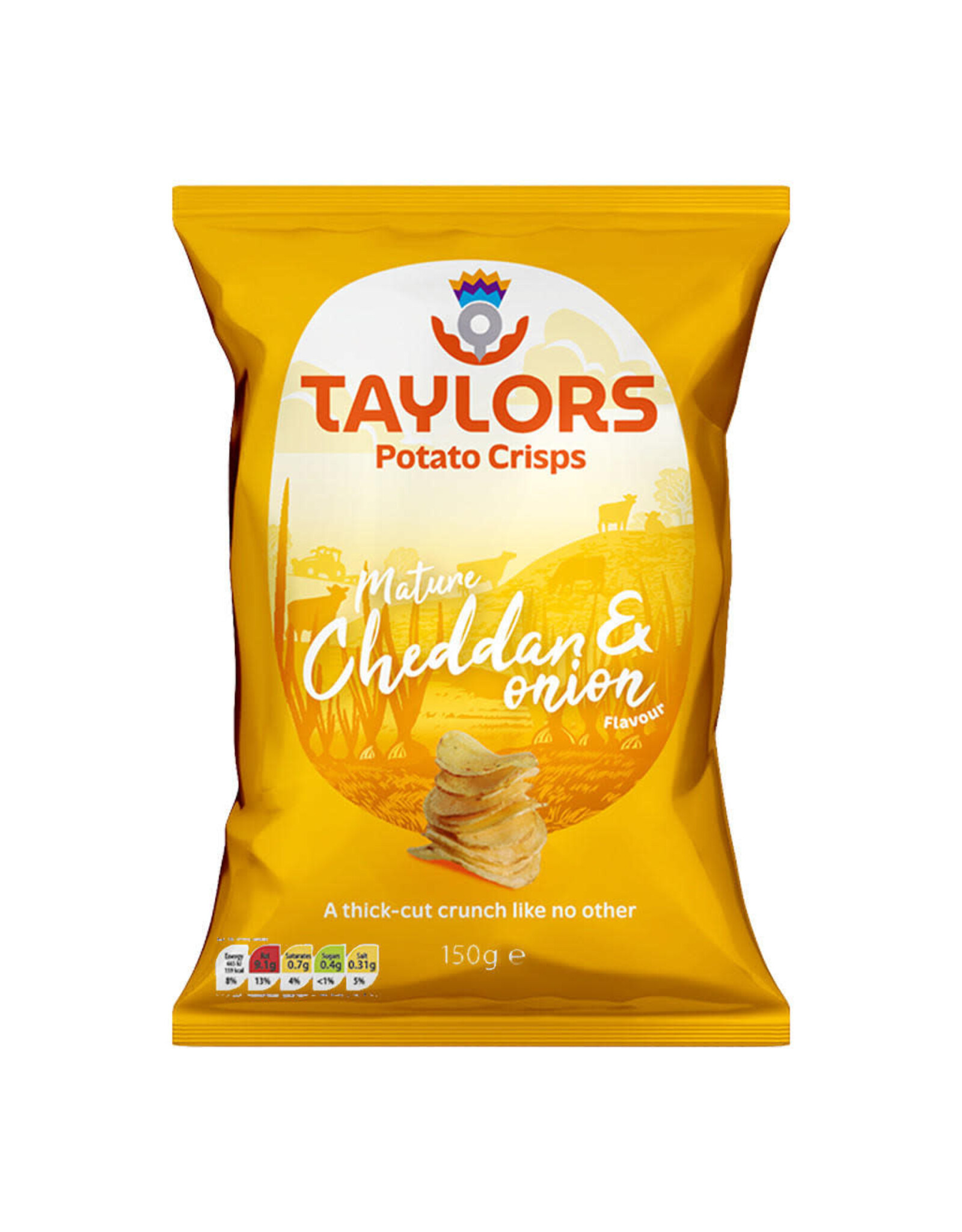 Taylors Crisps Mature Cheddar & Onion 150g (British) CLEARANCE