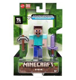 Mattel Minecraft 3.25" Figure - Steve with Enchanted Sword & Iron Pickaxe