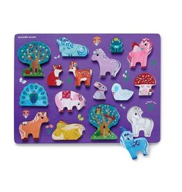 Crocodile Creek Let's Play 16pc Wood Puzzle Unicorn Garden