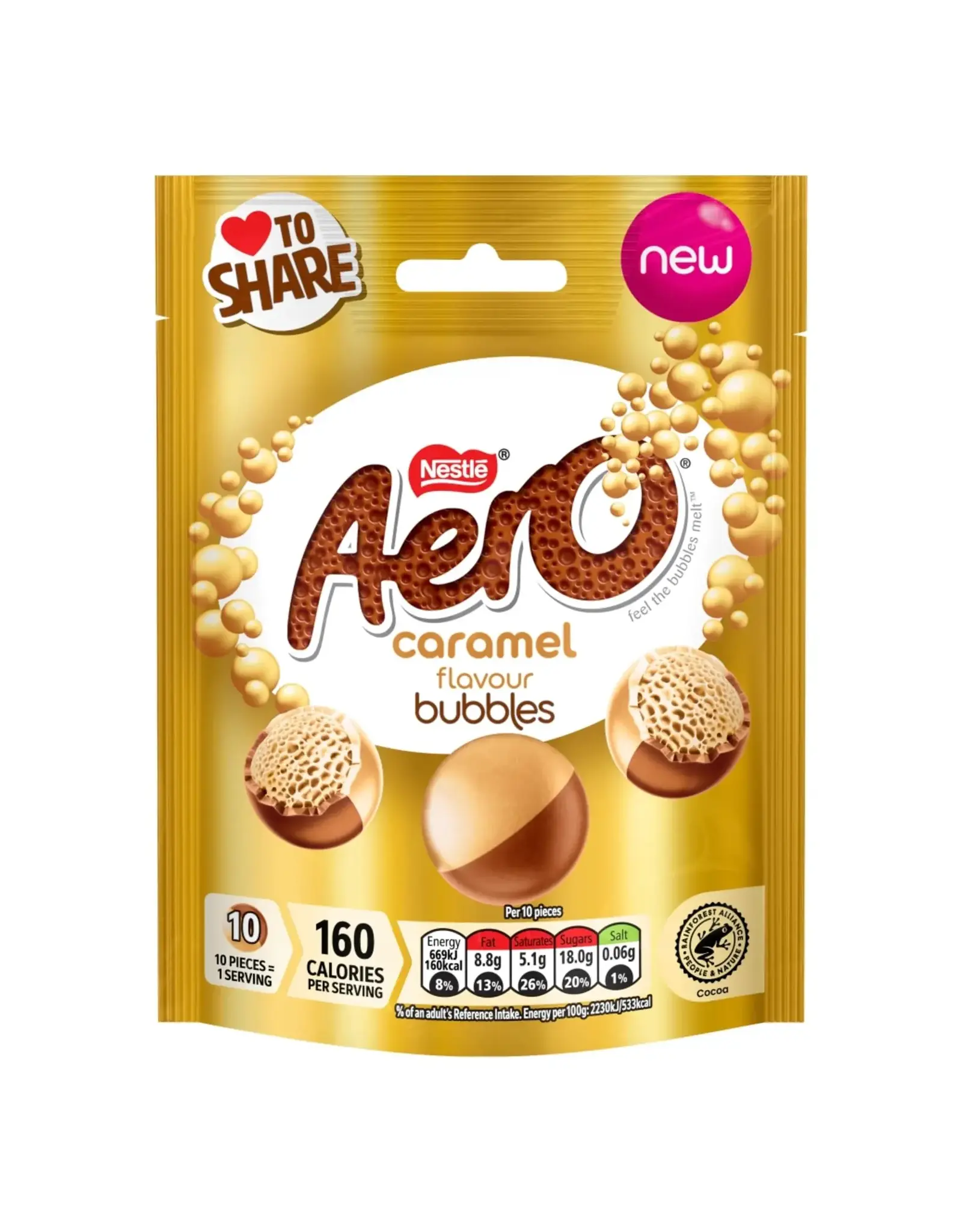 Nestle Aero Bubbles Caramel Pouch 86g (British)