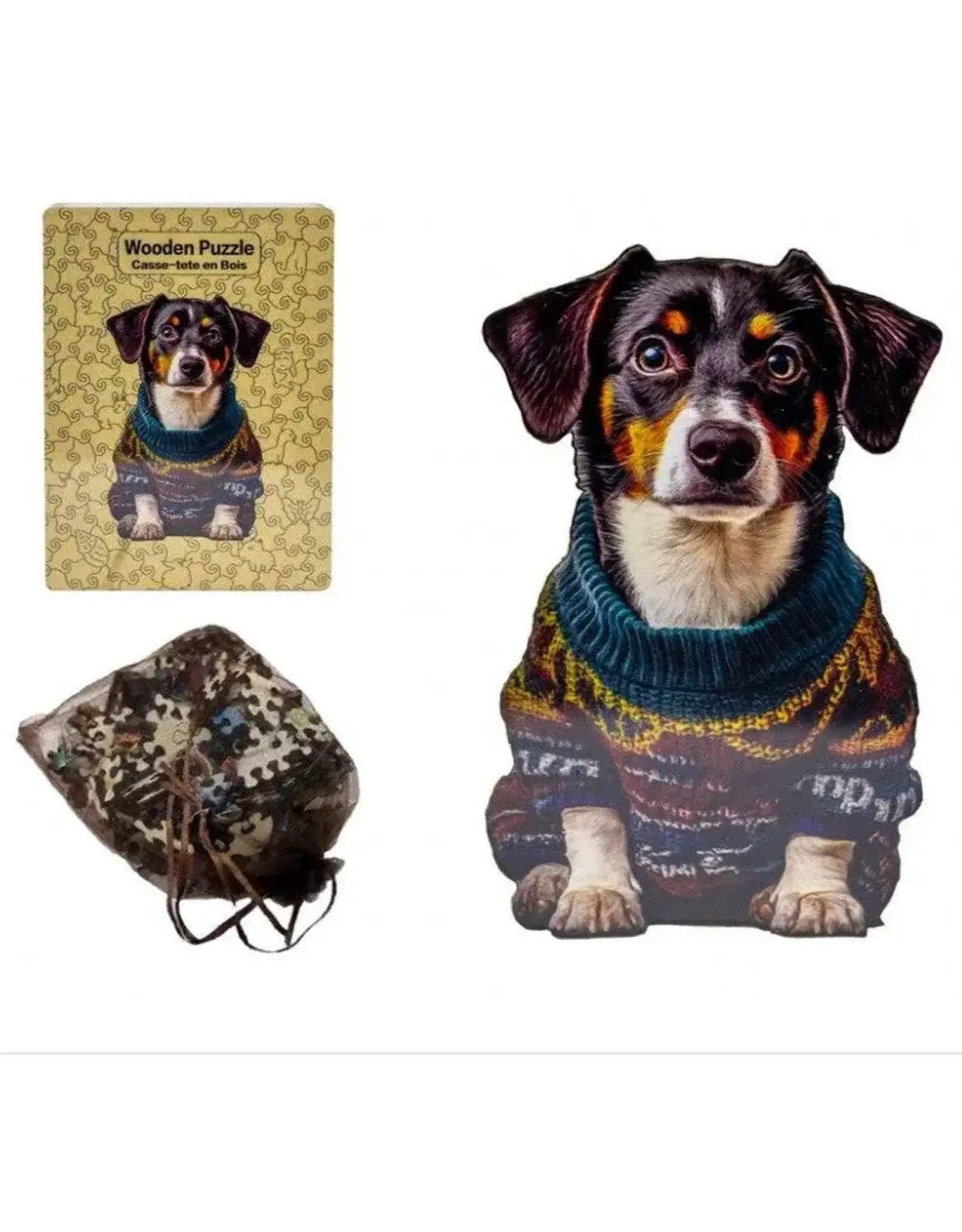 Wooden Dog Sweater Puzzle Set
