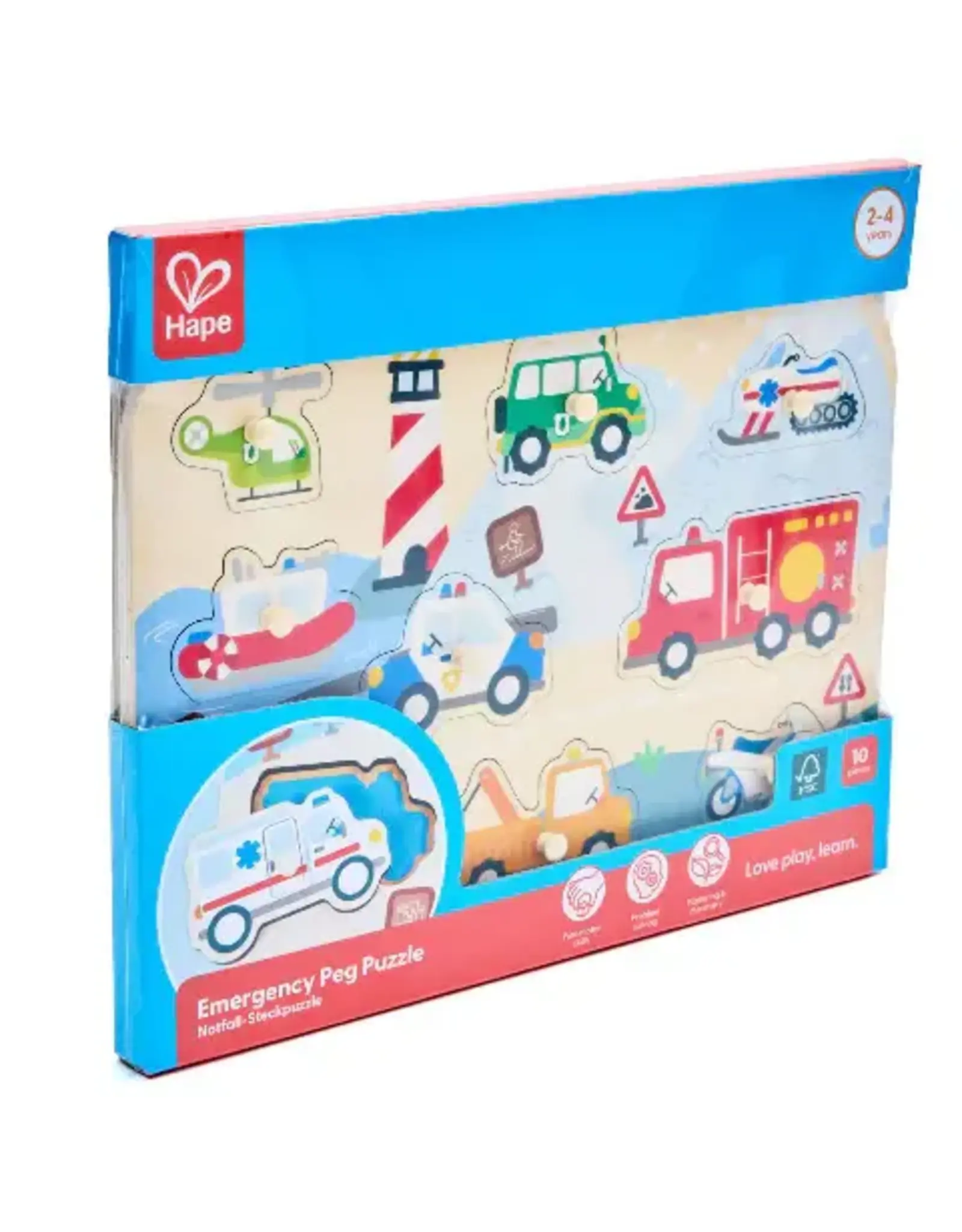 Hape Hape Emergency Vehicles Peg Puzzle
