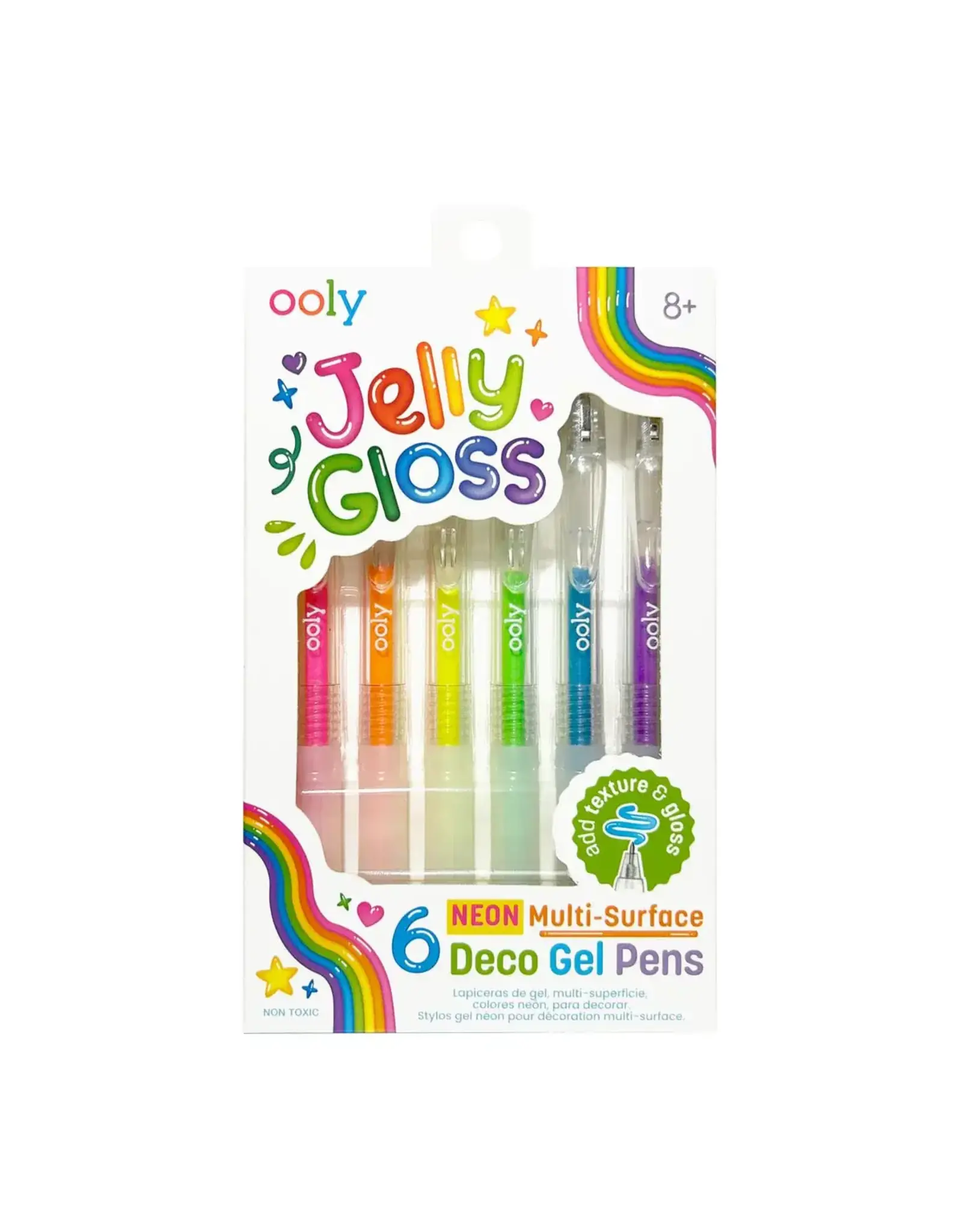 Ooly Jelly Gloss: Neon Multi-Surface Deco. Gel Pens - Set of 6