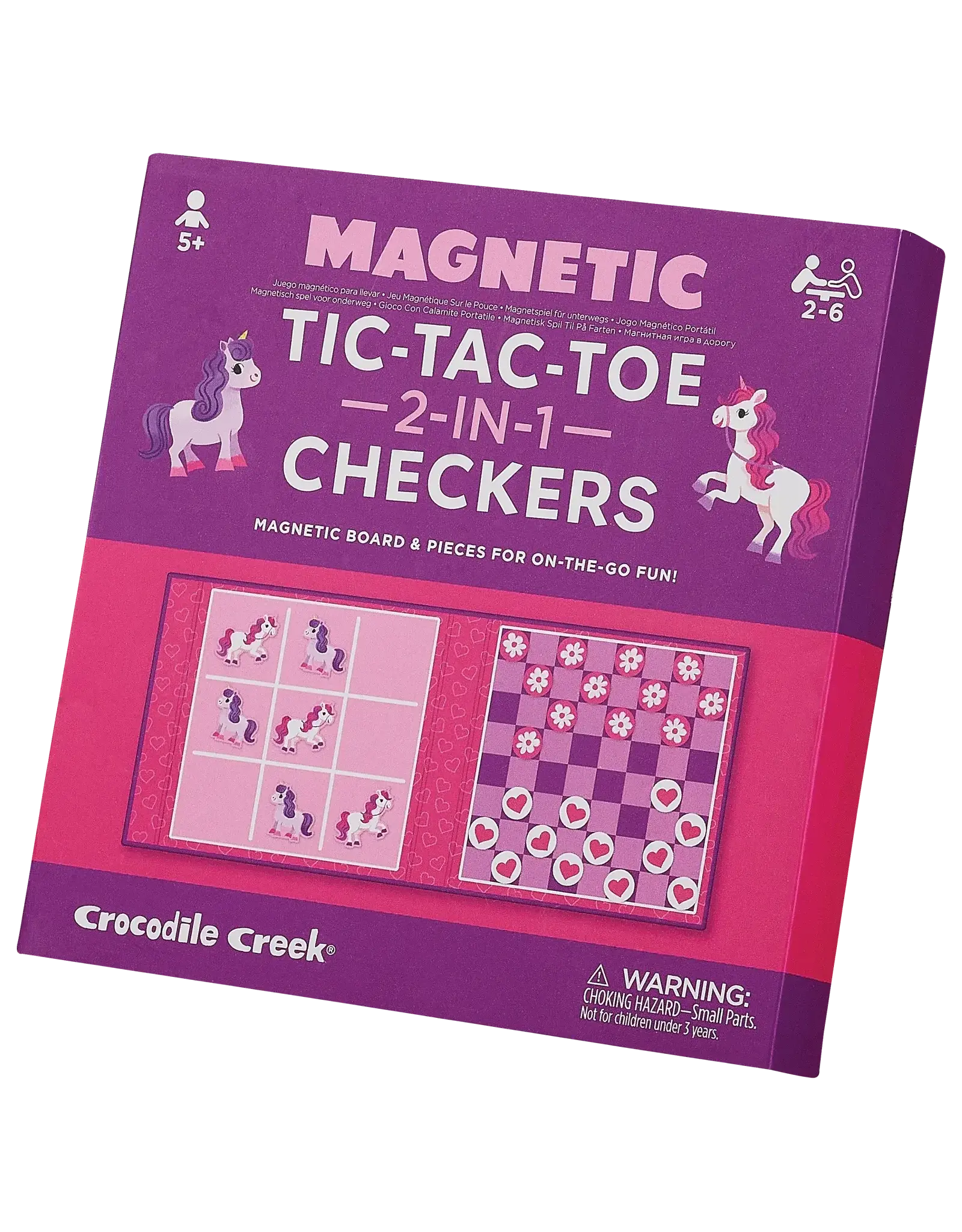 Crocodile Creek Magnetic Games/Tic Tac Toe & Checkers - Unicorn