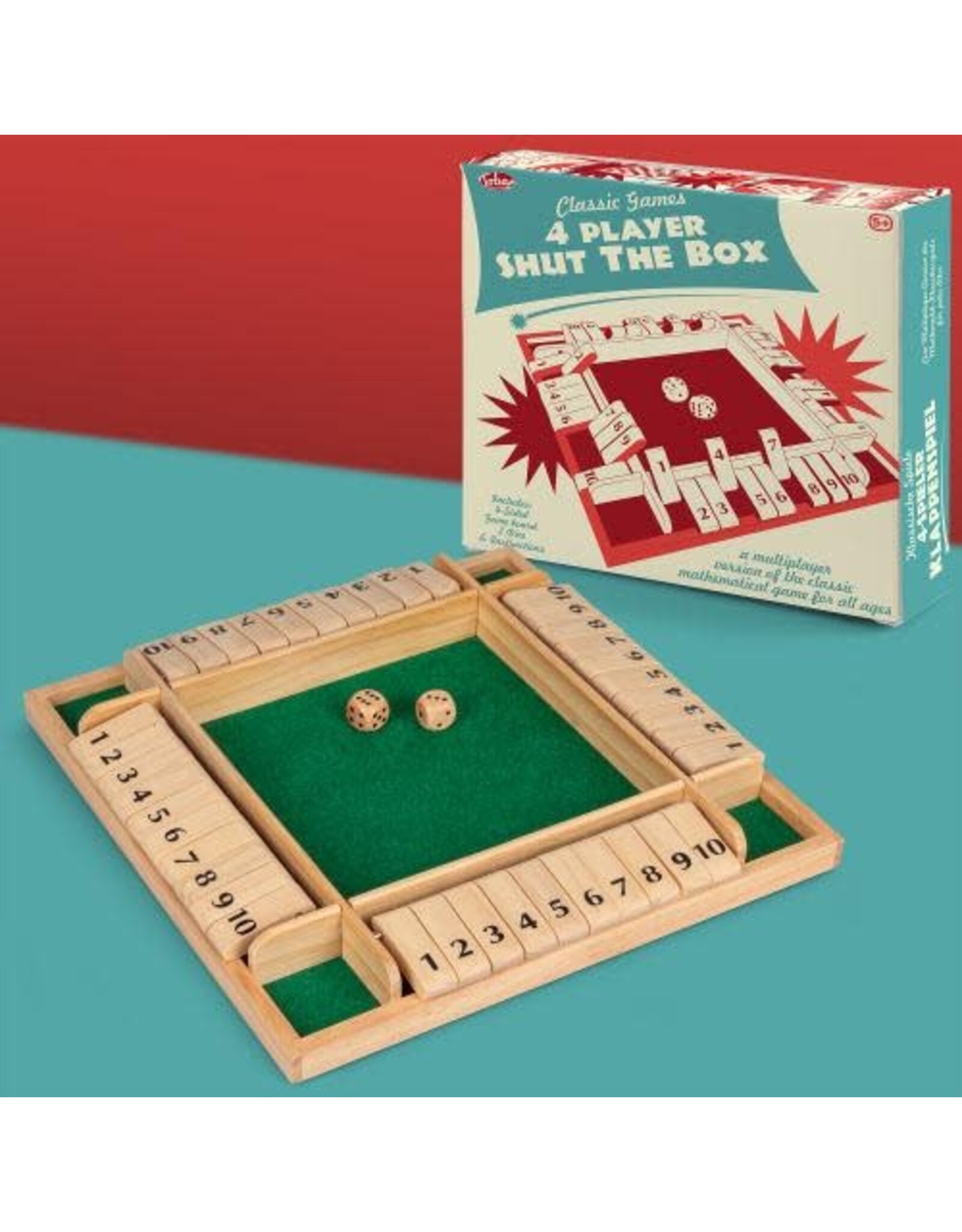 Wooden 4 Player Shut The Box Game