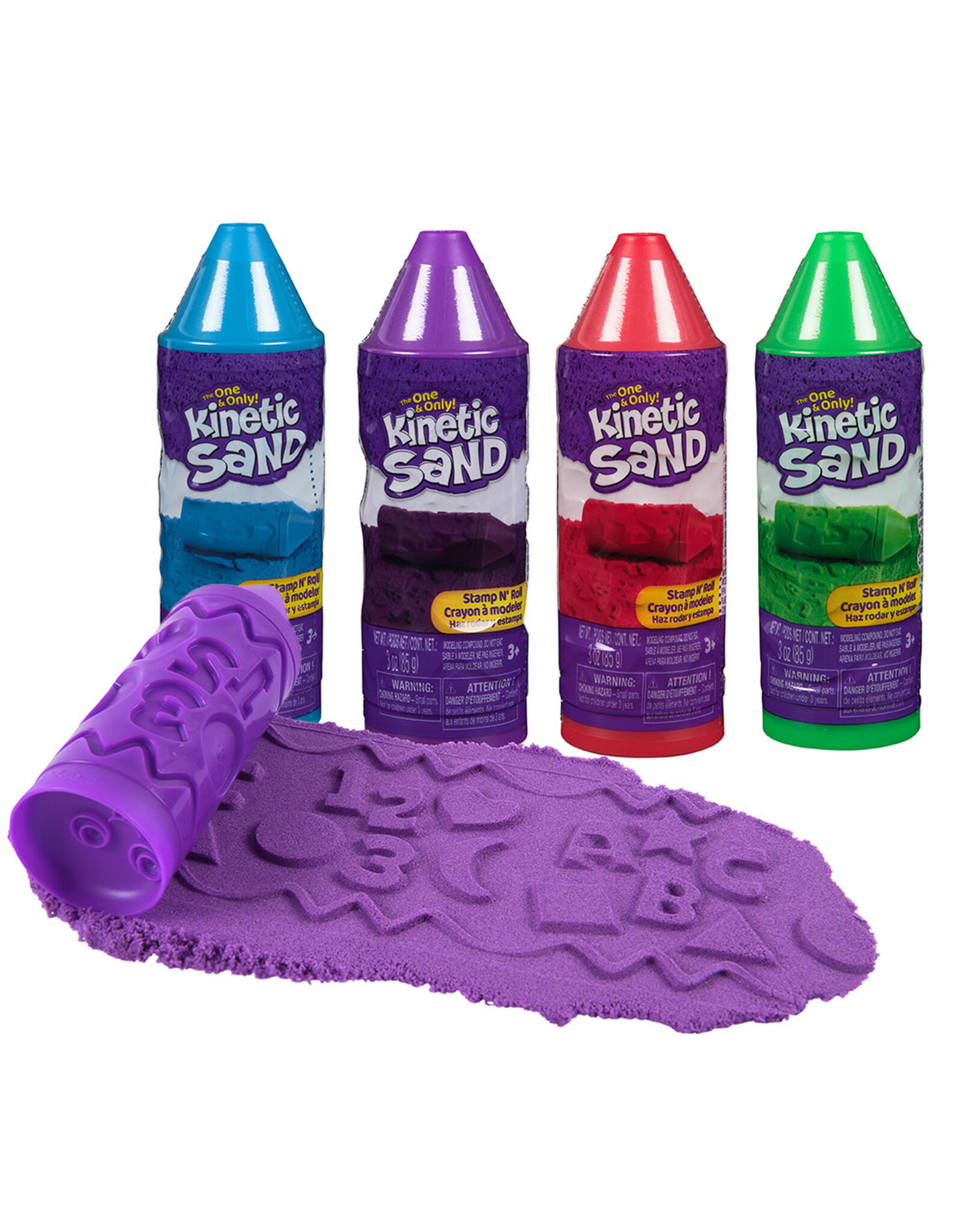 Spin Master Kinetic Sand - Stamp N' Roll Crayon with 3oz Play Sand Assorted