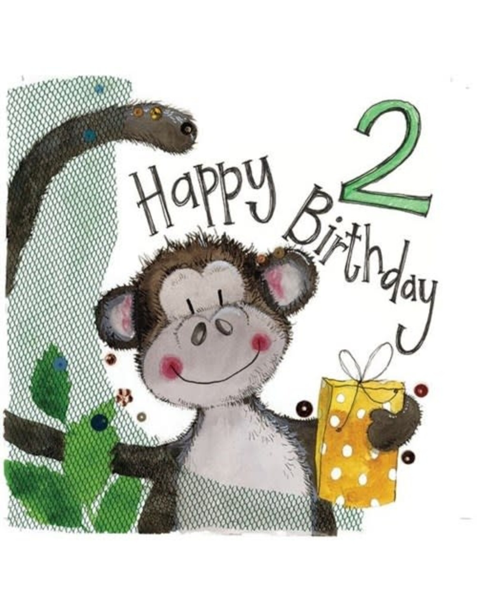 Alex Clark Art 2 Year Old Monkey Birthday Card