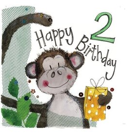 Alex Clark Art 2 Year Old Monkey Birthday Card