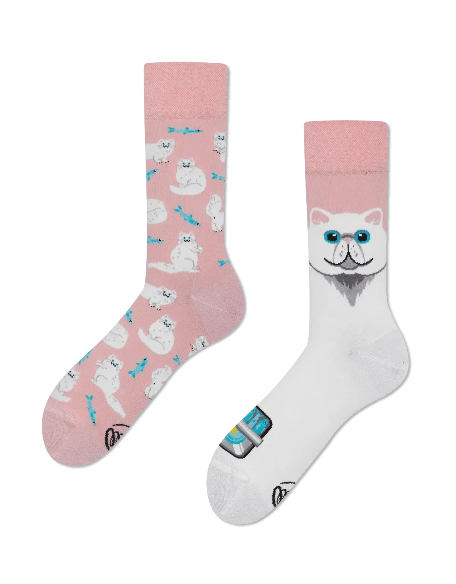 Many Mornings White Cat Crew Socks