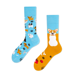 Many Mornings Playful Dog Corgi Crew Socks