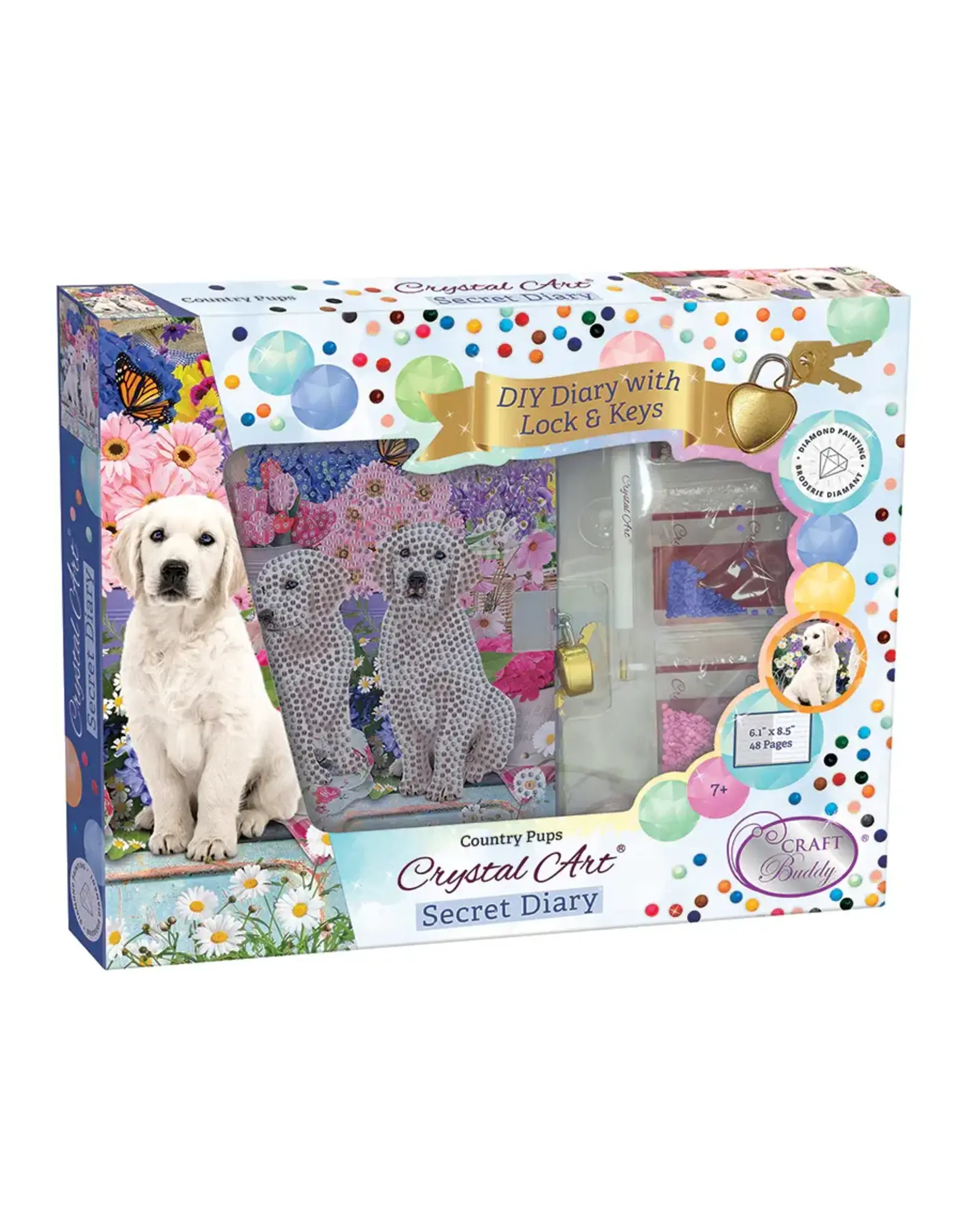 Crystal Art Secret Diary Kit: Country Pups