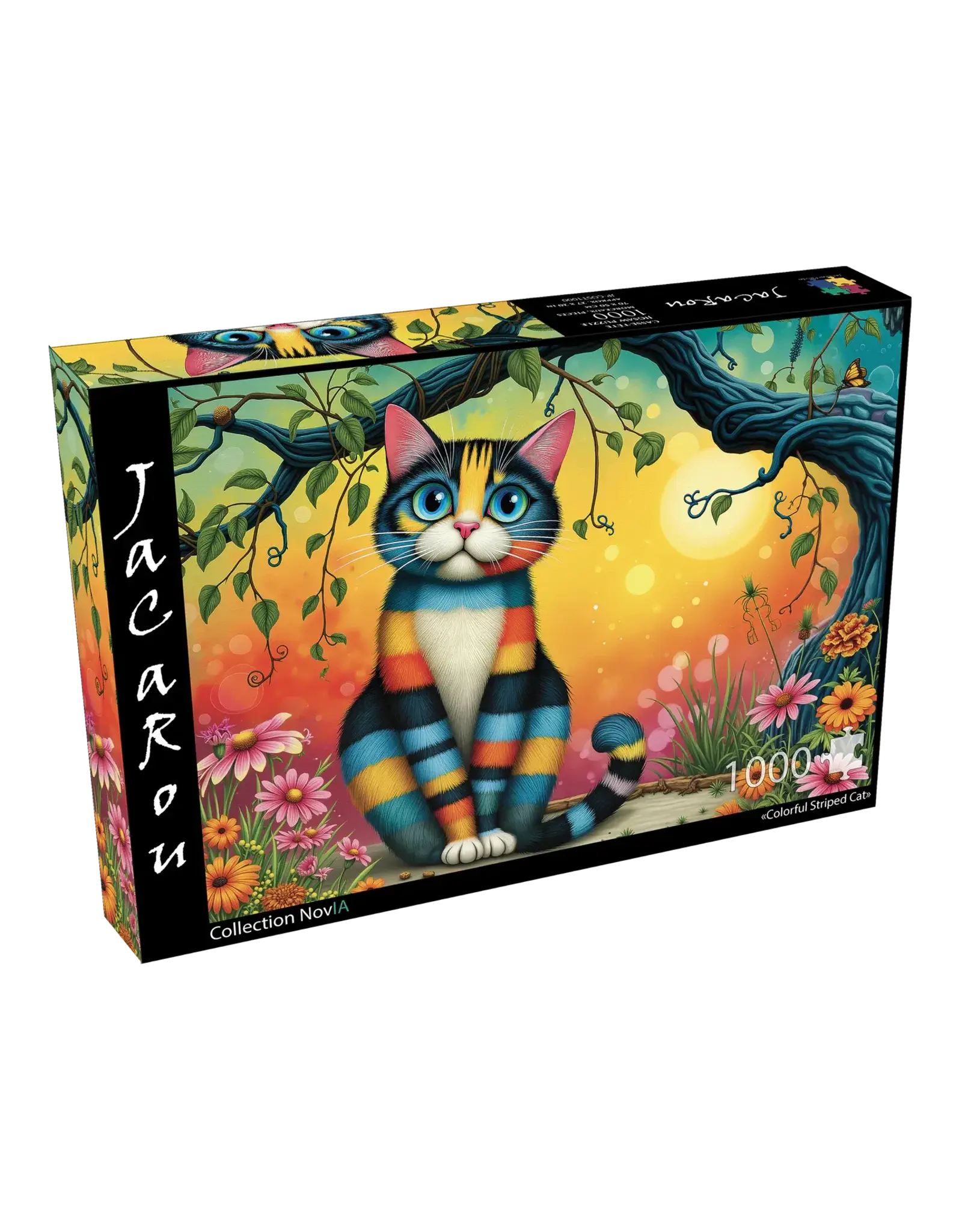 JaCaRou Puzzles Colorful Striped Cat 1000pc