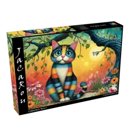 JaCaRou Puzzles Colorful Striped Cat 1000pc