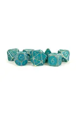 Dice: 7pc: 16 mm: Acrylic: Ice with Blue Enamel