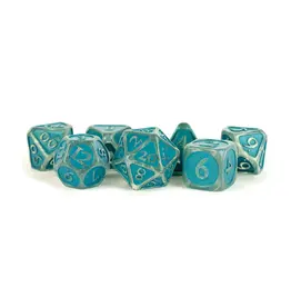 Dice: 7pc: 16 mm: Acrylic: Ice with Blue Enamel