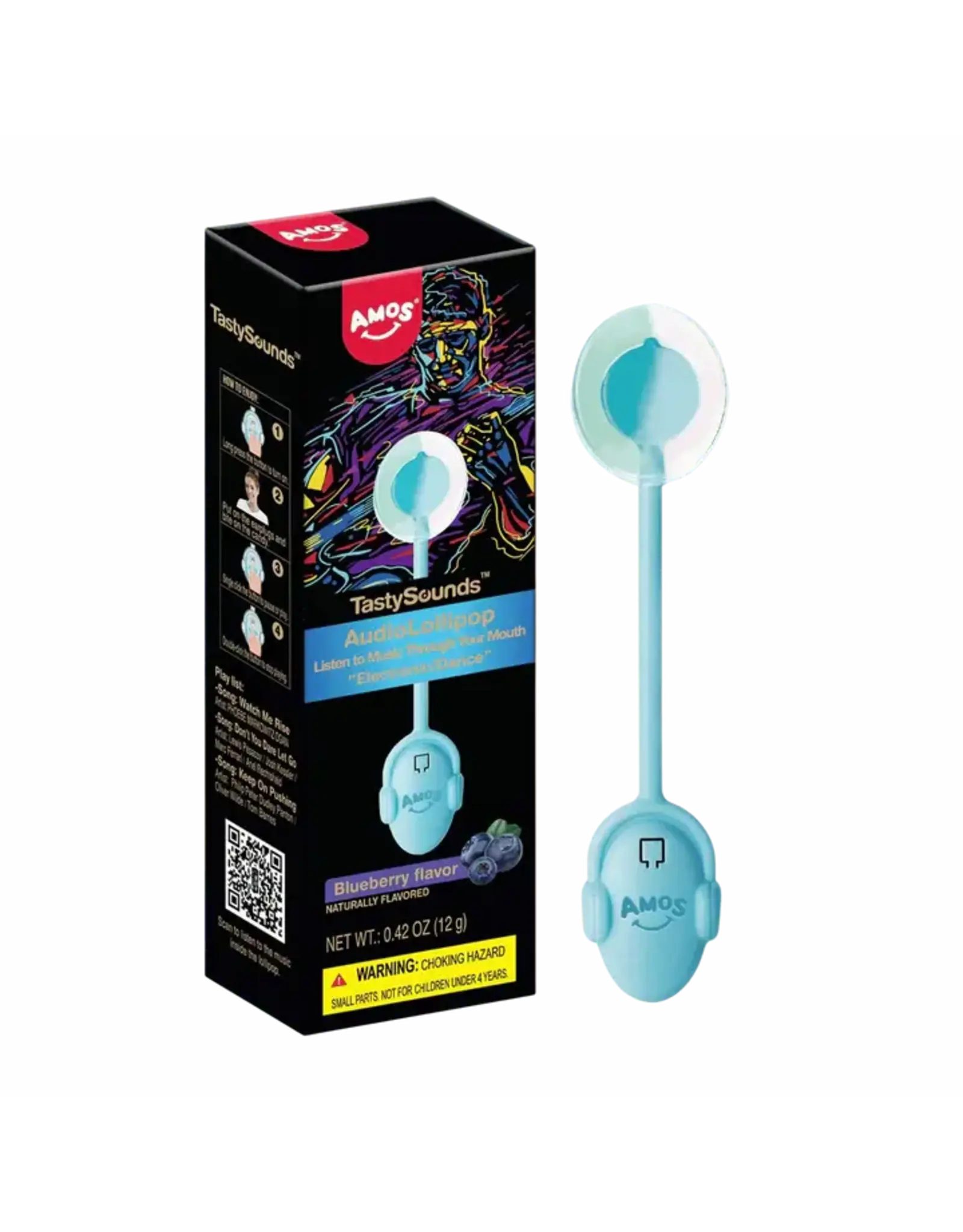 Amos TastySounds Music Audio Lollipop Blueberry
