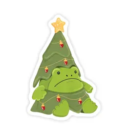 Grumpy Holiday Frog Christmas Tree Vinyl Sticker