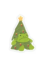 Grumpy Holiday Frog Christmas Tree Vinyl Sticker