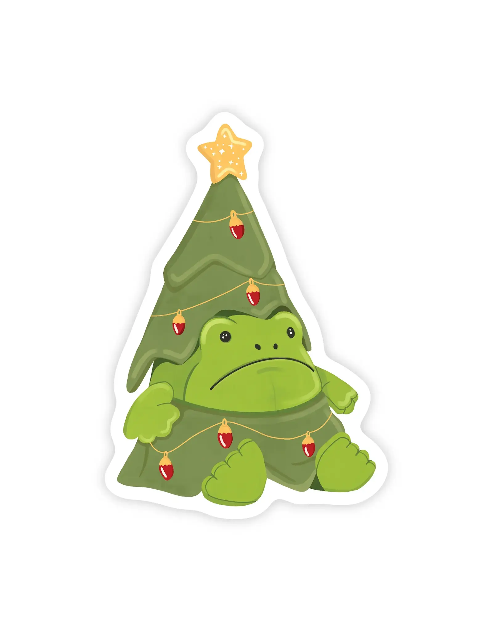 Grumpy Holiday Frog Christmas Tree Vinyl Sticker