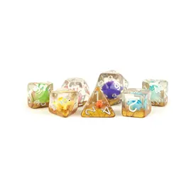 Resin Rainbow Dinosaur Dice 7pc 16mm