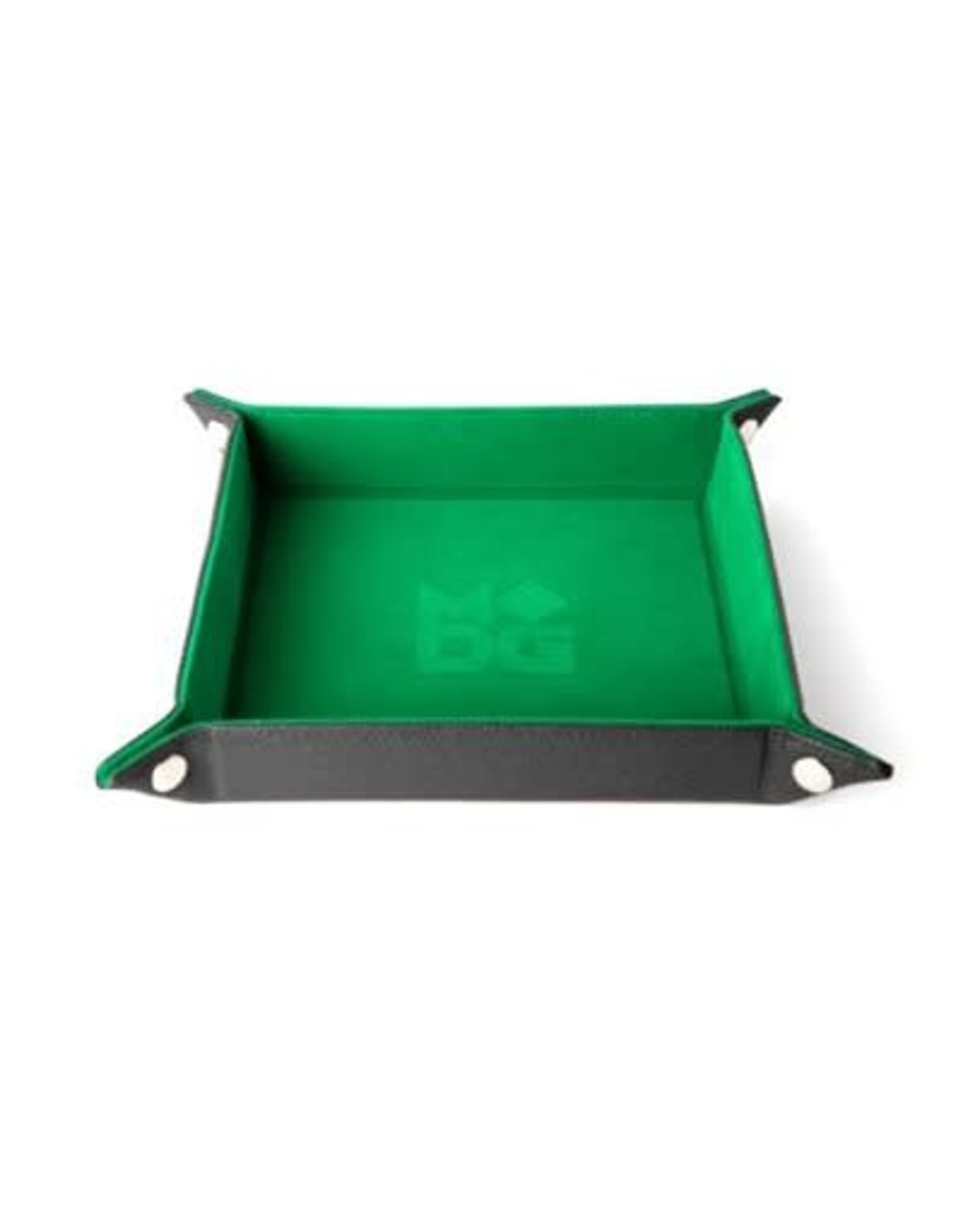 Leather Backed Fold Up Green Dice Tray