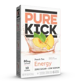 Pure Kick Peach Tea Energy Drink Mix 6ct Singles to Go