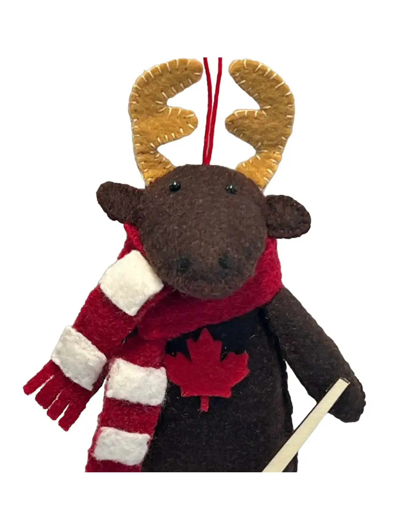 Felt Moose Sewing Kit with Wooden Hockey Stick